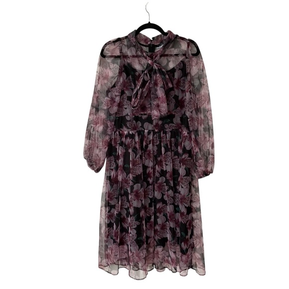 Dalia Macphee Floral dress purple‎and Black